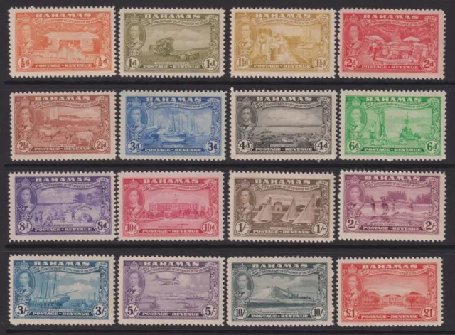 BAHAMAS - 1948 KGVI to £1 VERMILION SG 178/193 MNH Cv £75 [D8219]