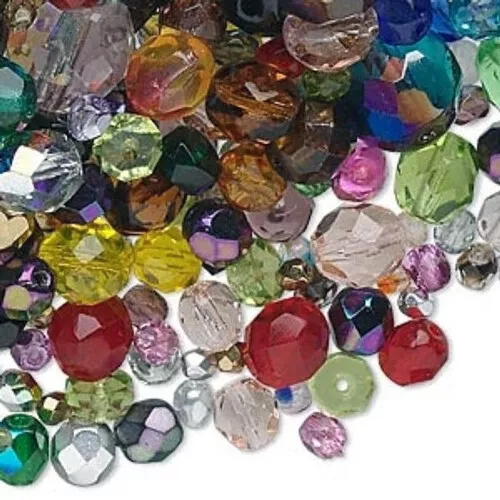 100 Mixed Color Size Lot of Preciosa Czech Fire Polished Glass Beads Bulk Lot