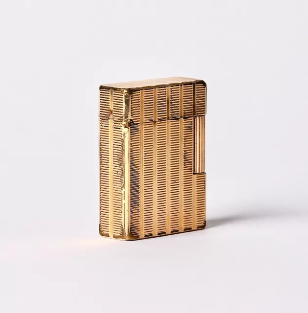 S. T. Dupont lighter Ligne line 1 Small Gold Plated 20 microns vertical lines 2