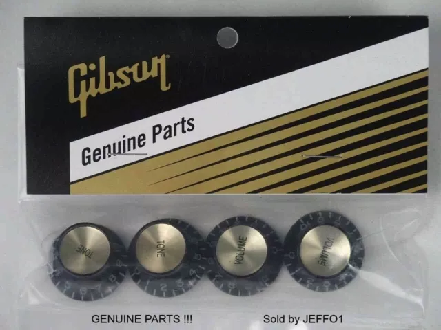 GIBSON Top Hat Knobs Black w/Gold Reflector PRMK-020 Les Paul SG ES Genuine New