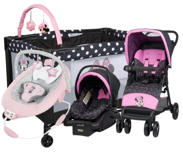 Baby Girl Combo Travel System Stroller With Car Seat Infant Playard Baby Bouncer