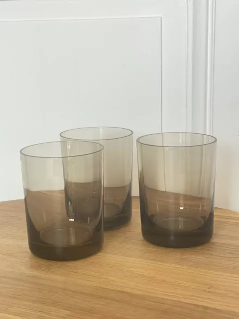 Ensemble de 3 verres / Gobelets en verre ambré - Vintage
