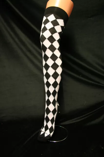 Black & White Jester Diamond Harlequin Tights 