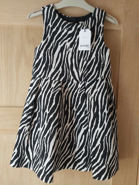 Next Girls Black & White Dress Fully Lined Age 6-7 Years (7 years) BNWT RRP £38