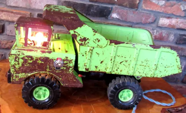 💡Vintage Repurposed GREEN Nylint Pressed Steel Toy Dump Truck Night Light Lamp