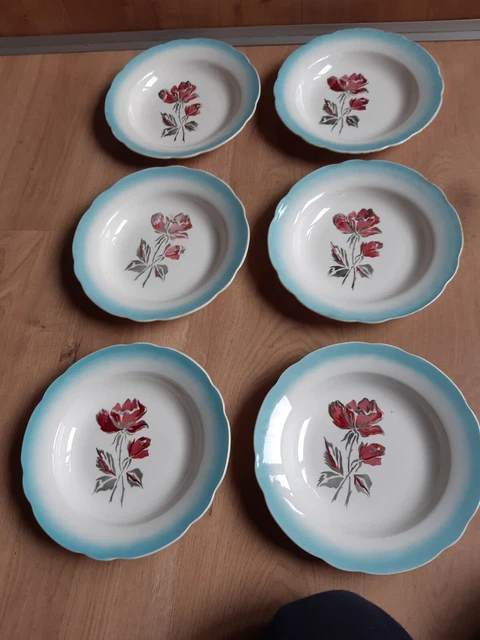 Lot De 6 Assiettes Creuses Anciennes Vintage - Style Art Déco Années 20-40