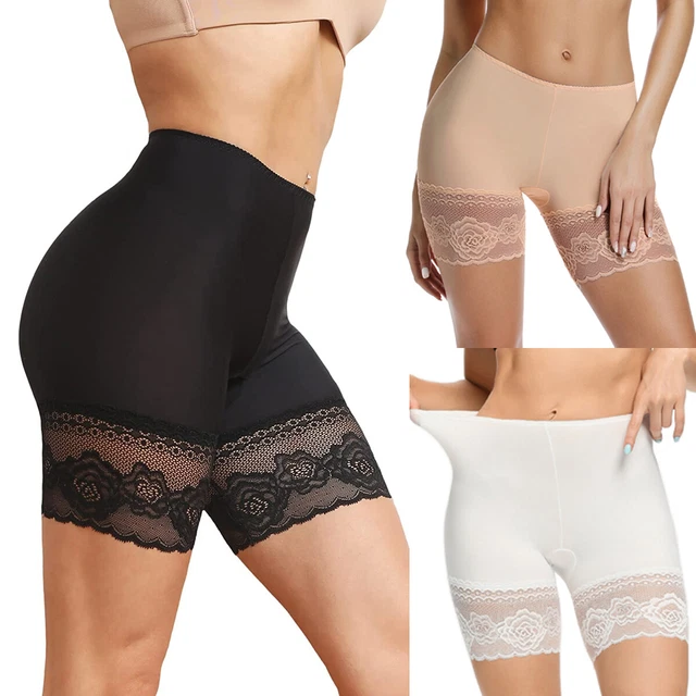 GEYIWSSXY Women's Underpants Under Skirt Short Anti-Chafing Shorts Underwear Safety Long Panty High Waist Lace Leggings Short Tight With Non-Slip Lace Edge, A-bk Bk Sk, One Size - Foto 10