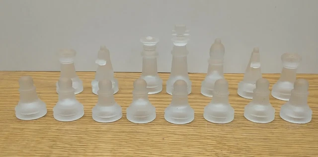 15 FROSTED GLASS Chess Pieces Pawn Rook Knight Bishop King Queen $7.20 ...