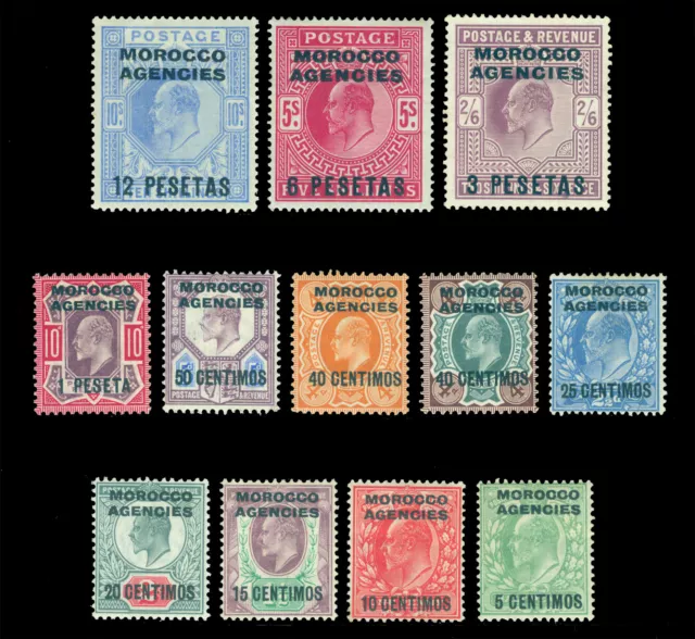 GB - British Post Office in MOROCCO 1907-10  KEVII Surch. set  Sc# 35-45 mint MH