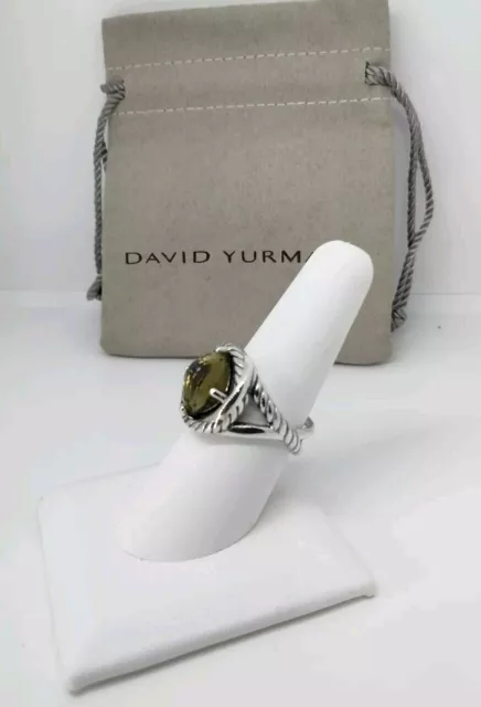 DAVID YURMAN STERLING Silver Infinity 11mm W Smoky Quartz Ring Size 7.5 ...