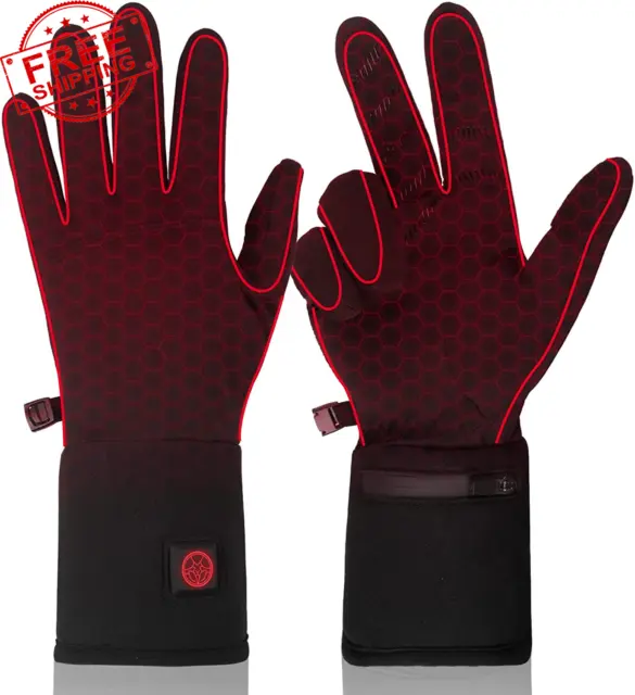 Heated Gloves Liners,Electric Thin Gloves for Men Women,Rechargeable Battery Hea
