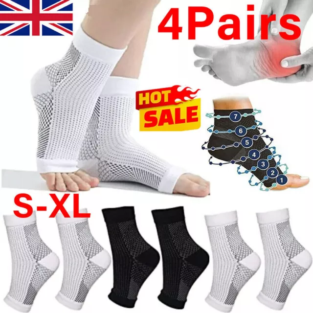 4 Pairs Neuro Socks Compression Neuropathy Plantar Fasciitis Socks Medical,Uk