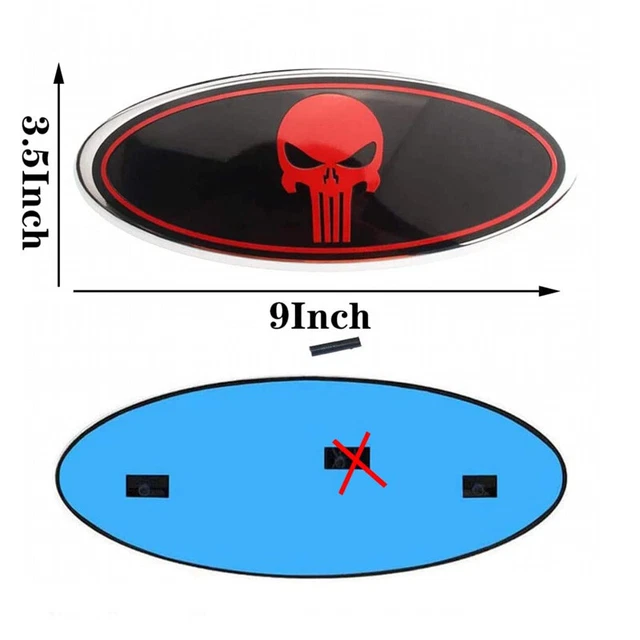 Red Skull 9Inch Car Front Rear Grille Emblem Badge for F-150 F-250 Explorer Edge
