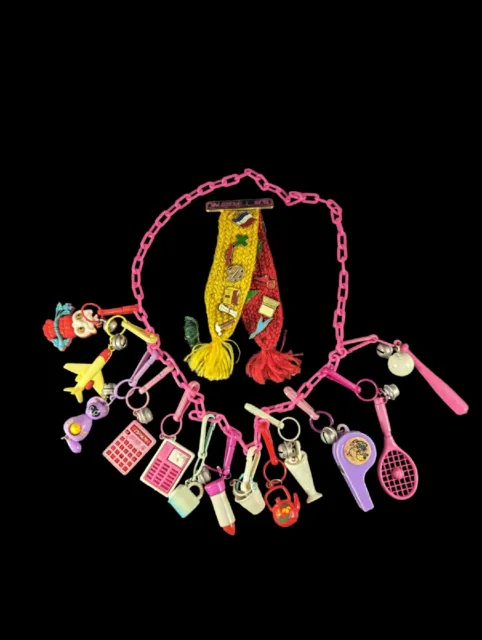 x13 Vintage Plastic 80's Necklace Bell charm trinket clips toys lot W Other LS