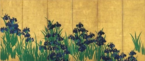 Korin Ogata Irises (Left) 60X25Cm Poster Reproductionprint Koson Ohara Hasui Kaw