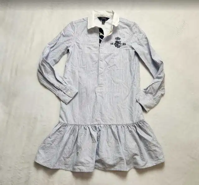 Girl's 12 Polo Ralph Lauren quilted rugby shirt-dress ruffle hem