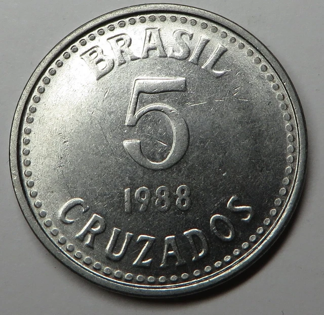 Brazil 5 Cruzados 1988 Stainless Steel KM#606 UNC