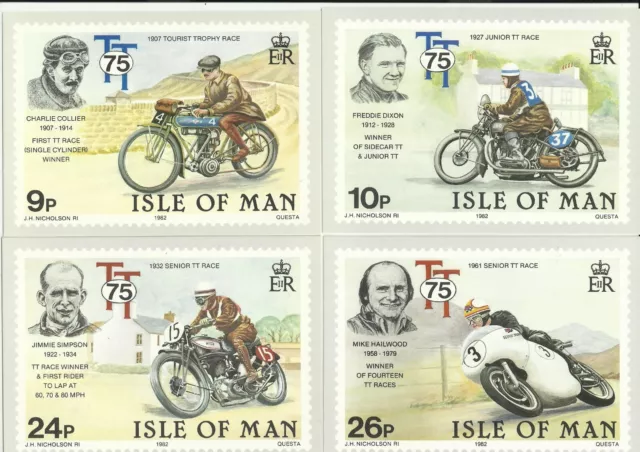 Cartoline Isola Di Man Dedicate Al Tourist Trophy Emesse Nel 1982 E 1987.