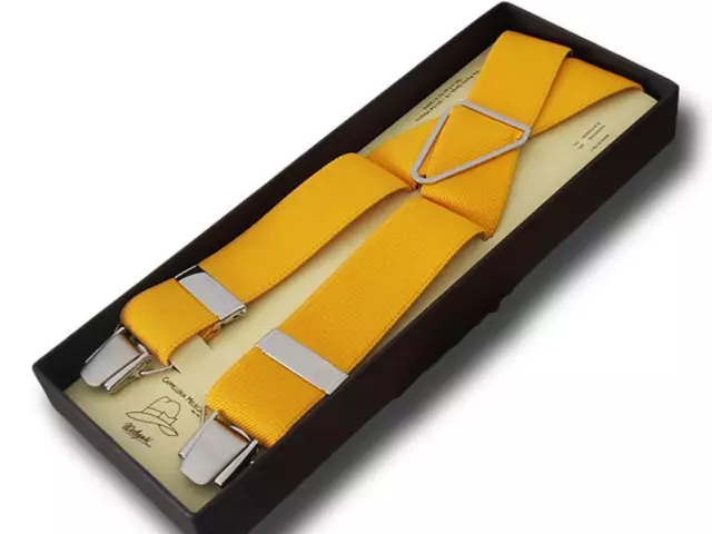 Bretelle uomo donna larghe 3,6 cm giallo