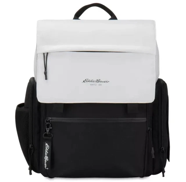 Eddie Bauer Cascade Backpack Diaper Bag in Black/White - 12 Pockets