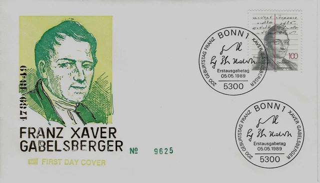 BRD FDC MiNr 1423 (1G) 200.Geburtstag von Franz Xaver Gabelsberger -Stenograph-