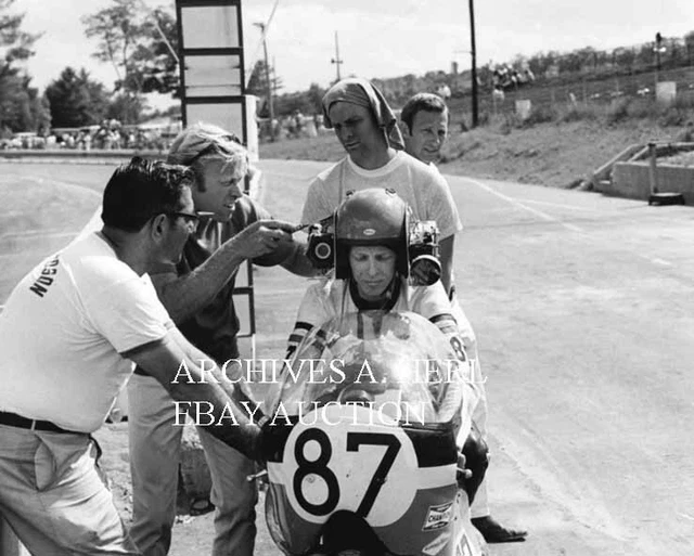 On Any Sunday road race camera helmet movie shoot Steve McQueen film photo