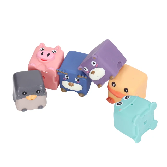 (ND1)6 Pcs Baby Soft Stacking Building Blocks Educational Cute Animal Squeeze To