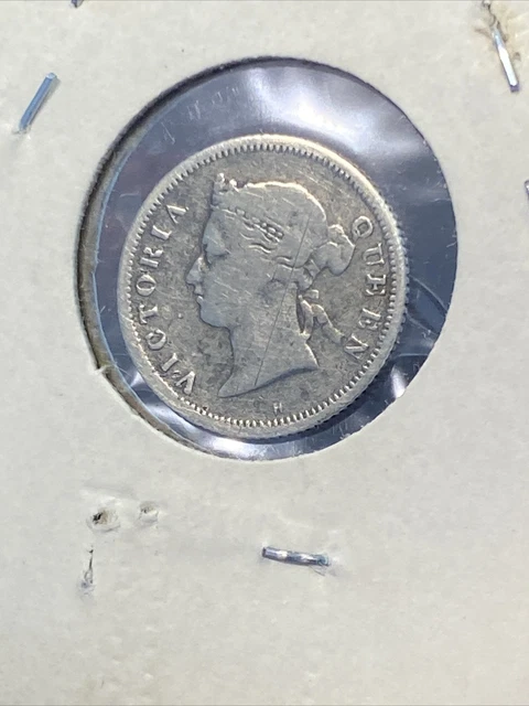 1879 H Straits Settlements 5 Cents Silver Coin   RARE!!
