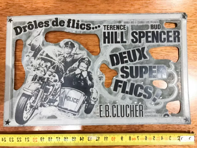 DEUX SUPER FLICS Plaque d'imprimerie cinéma BARBONI, TERENCE HILL, BUD SPENCER