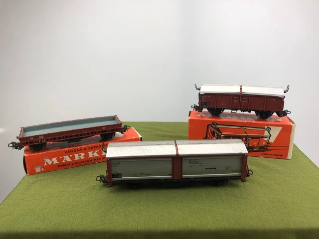 3x Märklin H0 - 1x Rungenwagen 4607 + 2x Schiebedachwagen 4619 + 4633 Ovp /20