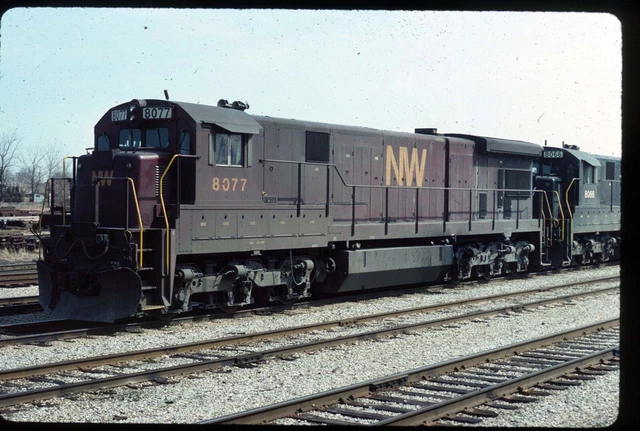 Original Rail Slide - NW Norfolk & Western 8077 St Thomas ON 3-28-1984