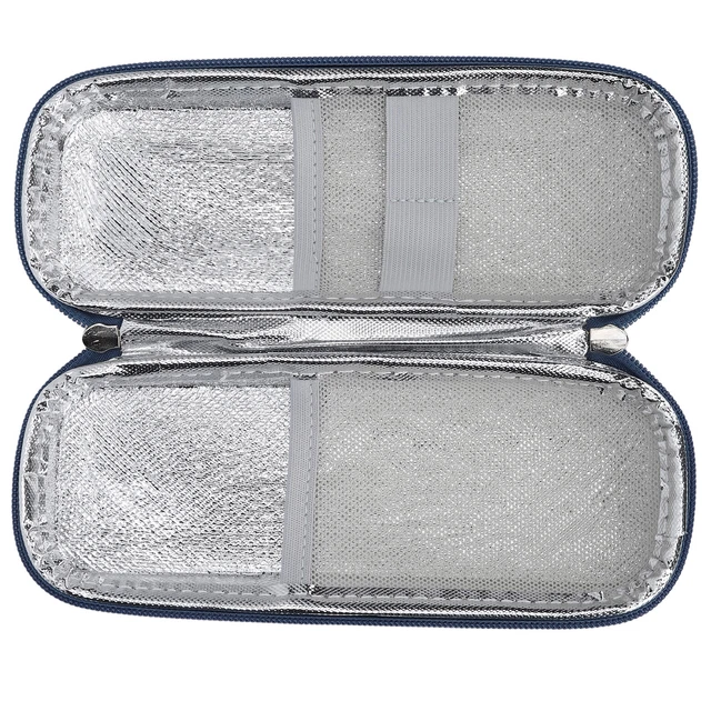 (Rosa) Borsa Raffreddatore Insulina Impermeabile Multi Strato Chiusura Cerniera Medicina SLS