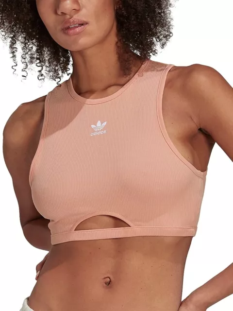 New Adidas Originals Sports Crop Tank Bra Top, Ladies Womens - Pink