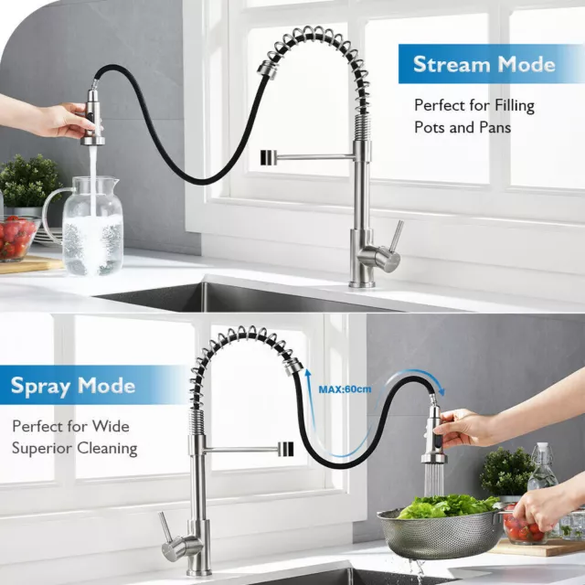 WELS Kitchen Mixer Tap Pull Out Sink Faucet Basin Brass Swivel Faucet 2 Modes AU 2