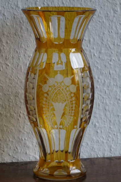 Jugendstil Art Deco Glas Vase Böhmen Kralik feiner Schliff