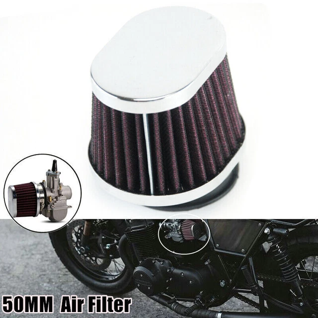 Motorcycle 50MM Air Filter Carburetor Pod Cleaner Elliptical Intake Universal