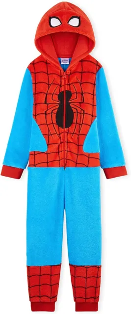 Marvel One Piece for Boys, Spiderman All In One Pyjama, Fleece Boys Pyjamas