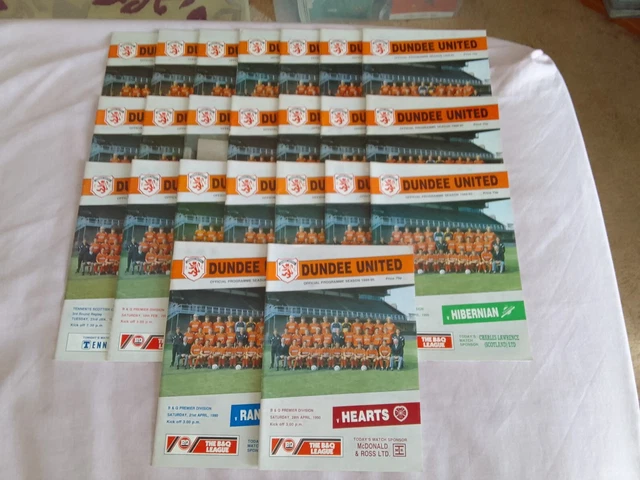 DUNDEE UNITED X 23 1989/1990 Home Football Programmes All Listed £10.00