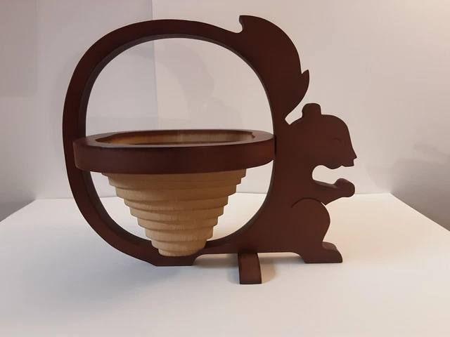 Vintage Wooden Collapsible Squirrel Basket Wood Trivet
