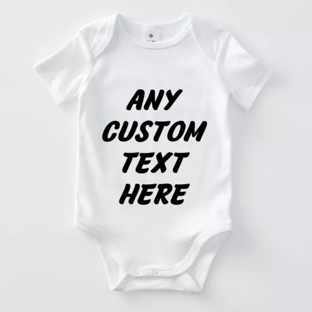 Baby Romper Custom Text Print Personalised Baby Shower Your Own Words