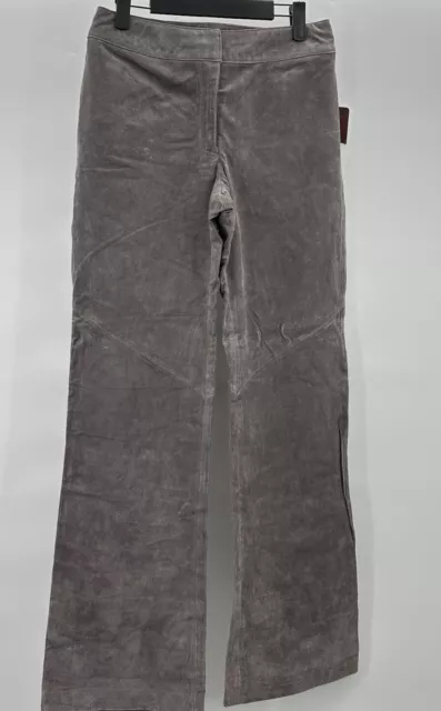 NWT BANDOLINO Vienna Grey Suede Leather Pants Size 4 100% Leather