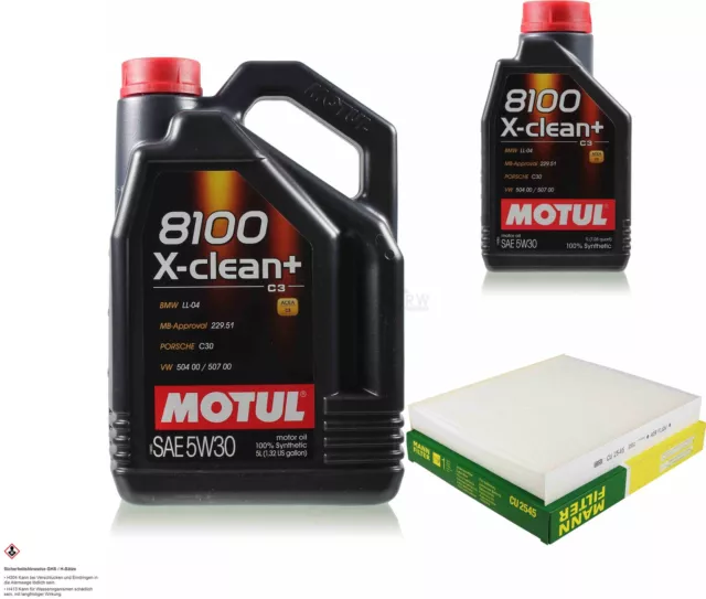 Mann - Filtre Luft Inspection Set 6L Motul 8100 X-Clean + 5W-30 pour VW Polo 1.2