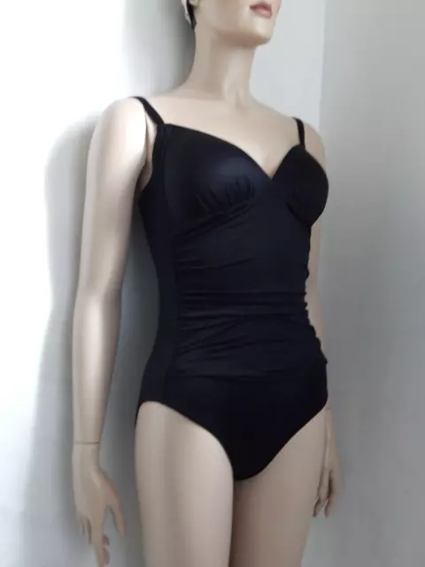 1990s  Women's Black Swimsuit Swimming Costume UK 14 Retro Style