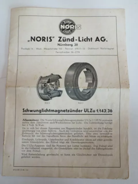 Noris Zündlicht AG Broschüre Noris Schwungmagnetzünder ULZu 1/143/36