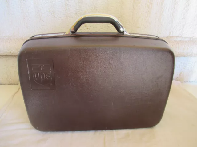 Vintage Samsonite Silhouette 4 Hard Shell Pilots Suitcase w/UPS Logo Brown USA