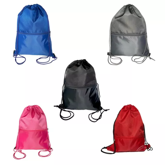 Drawstring Bag with zip pocket Gym Backpack Men Women Kids School Swimming bag