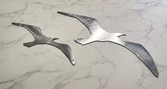 Two Birds Flying Metal Wall Art Accents polished steel 5 1/2" x 7" & 4" x 5"