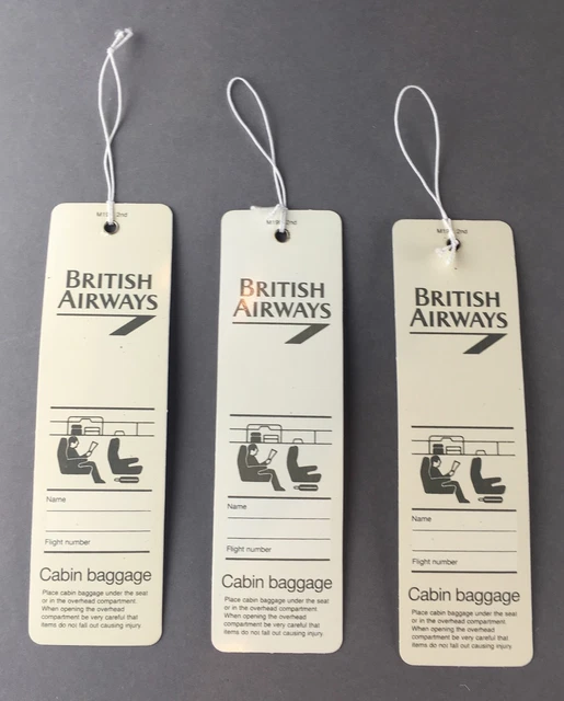 CONCORDE BRITISH AIRWAYS CABIN BAGGAGE TAG BA LUGGAGE LABEL TAGS x 3