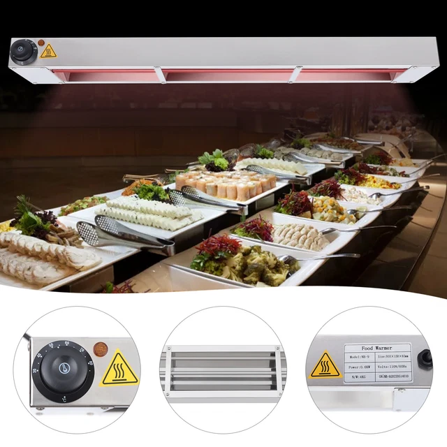 36in Overhead Food Heating Warmer Temp W/ Heat Lamp Commercial Warmer Adjustable