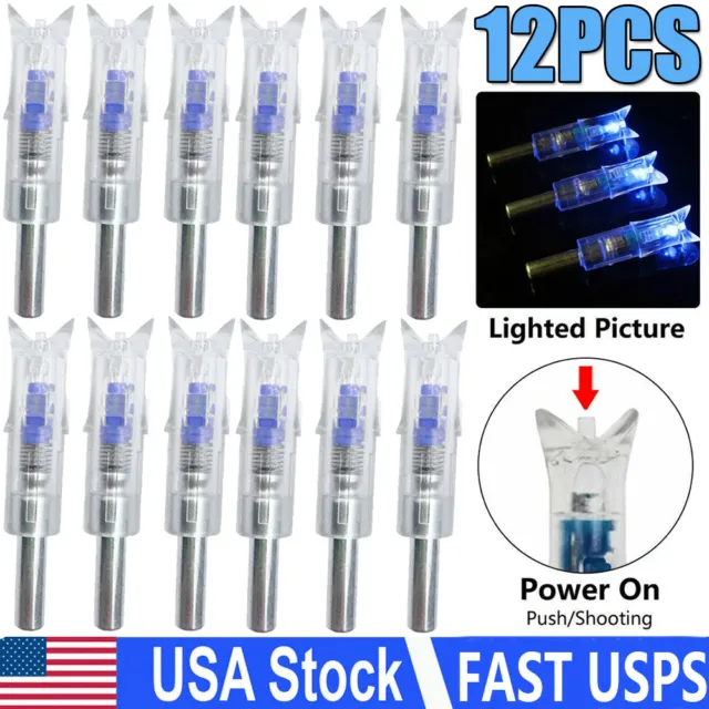 12PCS Blue LED Lighted Nocks for Bolts 297-302 Crossbow Bolts ID 300''/7.62mm